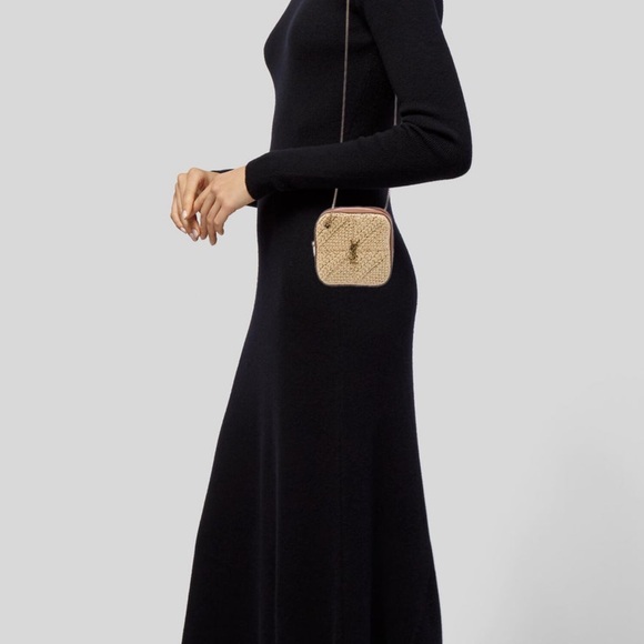 Saint Laurent Mini Raffia Jamie Cube Bag - Picture 2 of 7